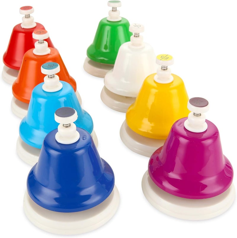 MUXHEL 8 Pcs Rainbow Desk Bells, 8 Notes Diatonic Metal Musical Bells, Musical Bells Musical Learning for Musical Teaching Church - Image 1
